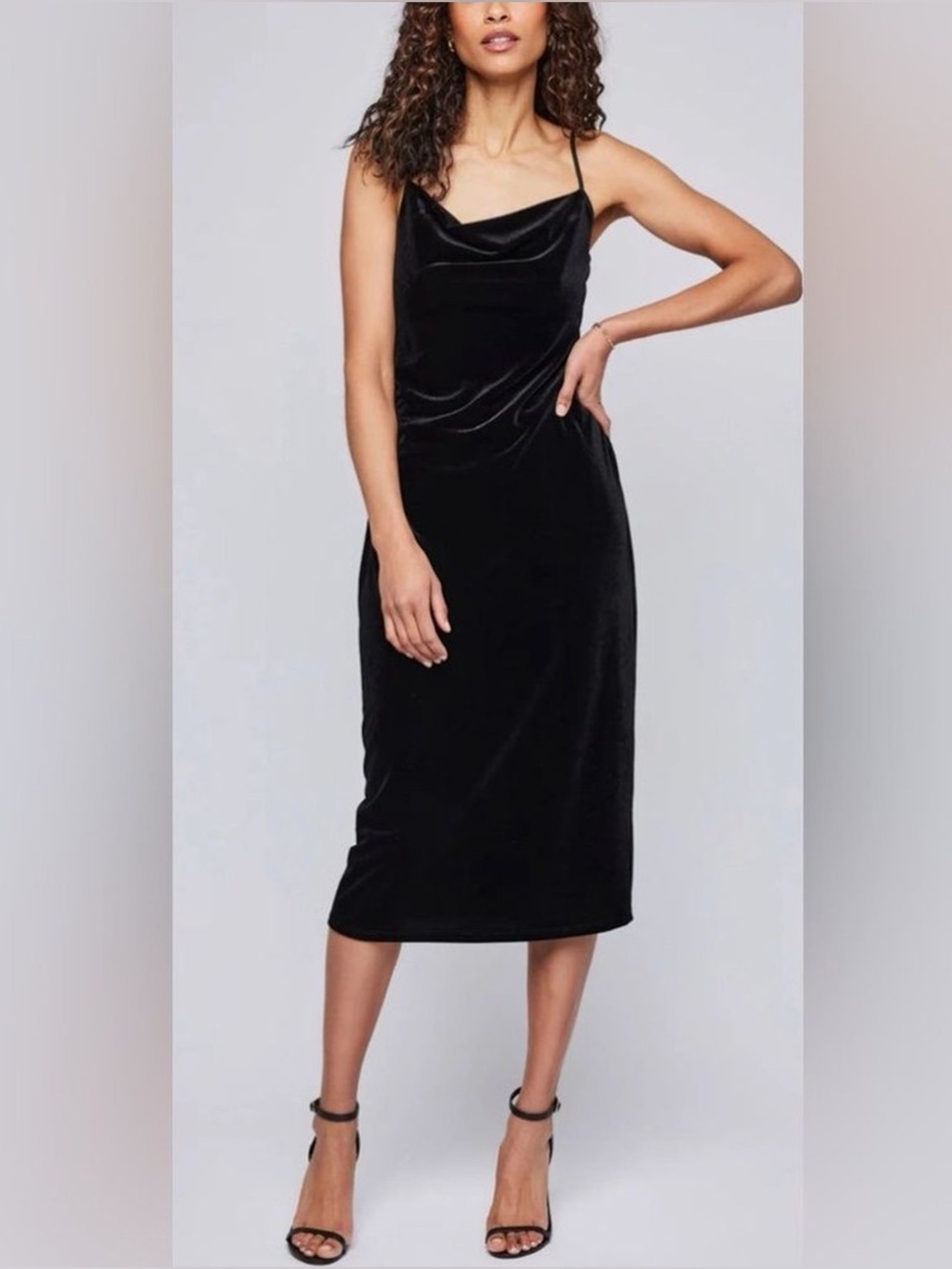 Black Velvet Midi Dress